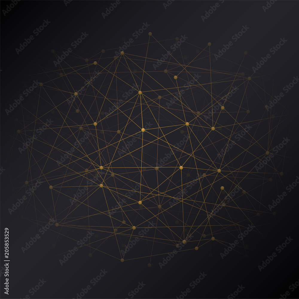 Abstract Digital background of Science or Blockchain. Molecules or blocks are connected. Square format. Vector Illustration.