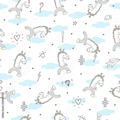 Tapety ładny jednorożec wektor wzór