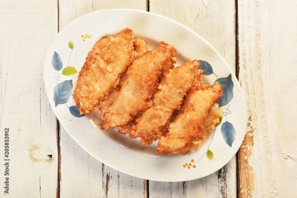 Taiwanese street food - Fried spanish mackerel fillets. Taiwanese street food - Fried spanish mackerel fillets.