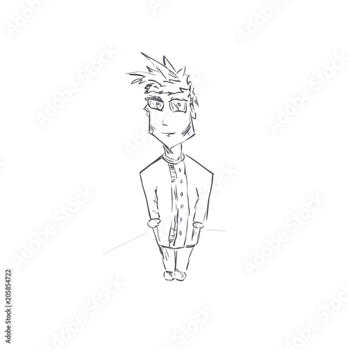 cartoon linear drawing of a man