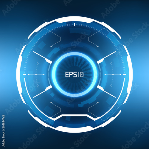Futuristic HUD  circle background. Virtual reality technology design. Sci-Fi template for games, banners, interface, infographics, artificial intelligence graphical user interface and other