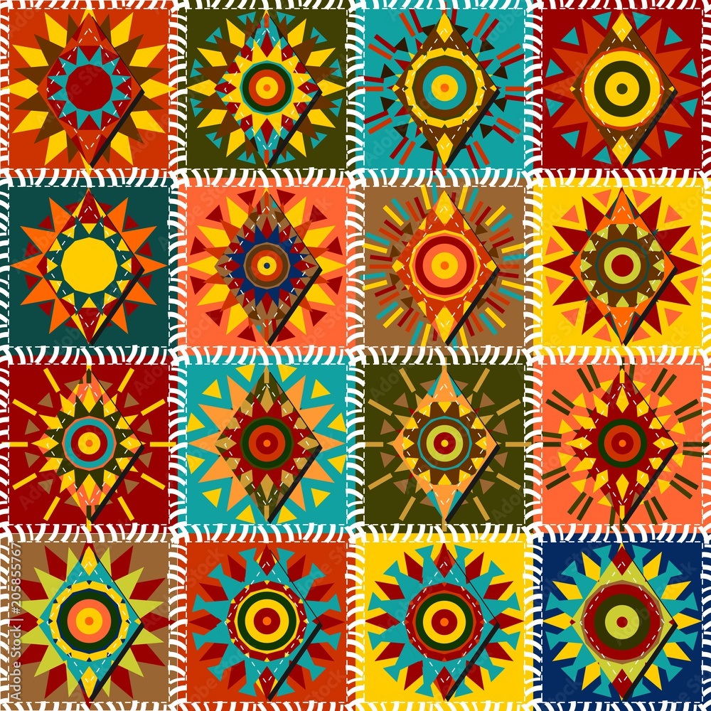 quilt patchwork background with mandala ethnic style quilt patchwork background with mandala ethnic style