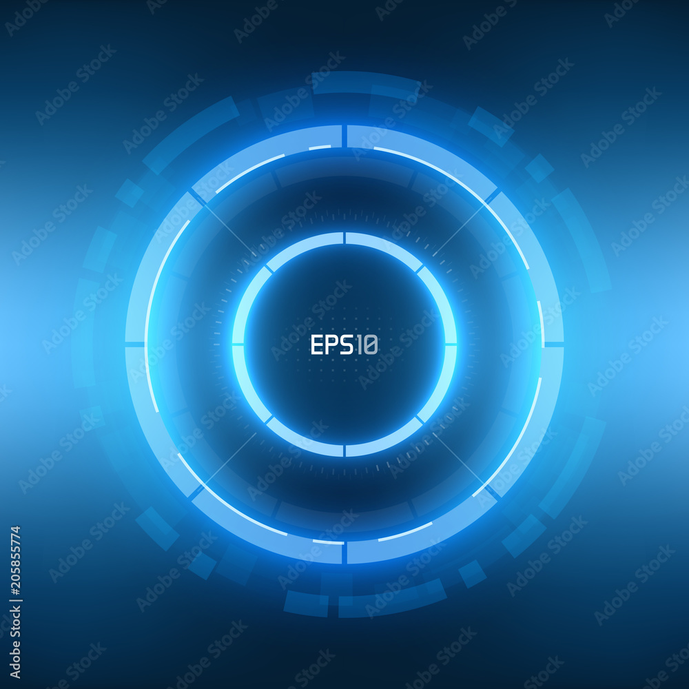 Futuristic HUD circle background. Virtual reality technology design. Sci-Fi template for games, banners, interface, infographics, artificial intelligence graphical user interface and other Futuristic HUD circle background. Virtual reality technology design. Sci-Fi template for games, banners, interface, infographics, artificial intelligence graphical user interface and other