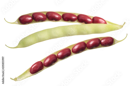 Red kidney bean pods, top view