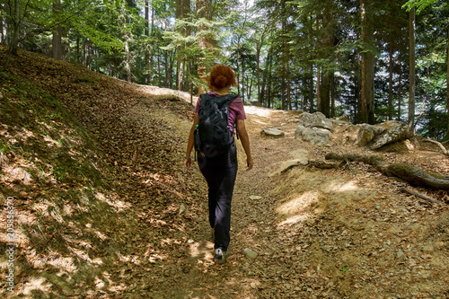 Woman hiking on a mountain trail © Xalanx