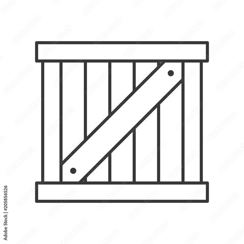 Wooden crate box, line icon shipping delivery and logistic related