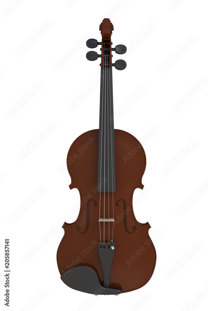 Fototapeta premium Klasyczne skrzypce na białym tle na białym tle, instrument smyczkowy, renderowania 3d