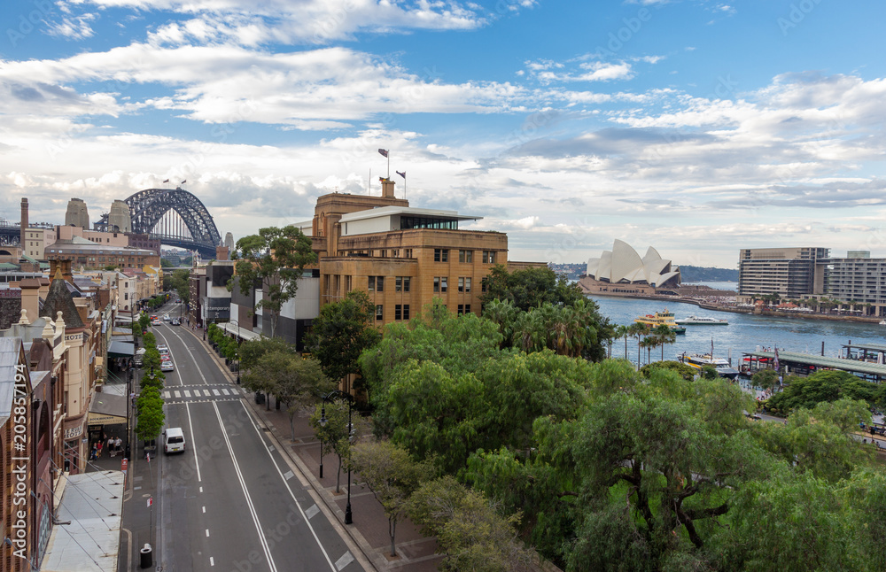 Aeriall view of Sydney harbour bridge  , one of the fravel destination and the livable city in the world. Australia