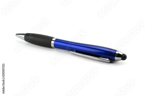 Blue pen isolated on white background
