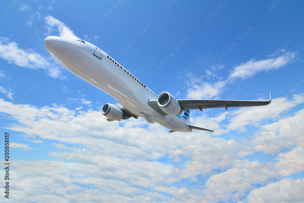Fototapeta premium Samolot pasażerski w chmurach.