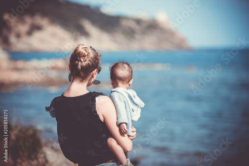 Mother and child on the beach