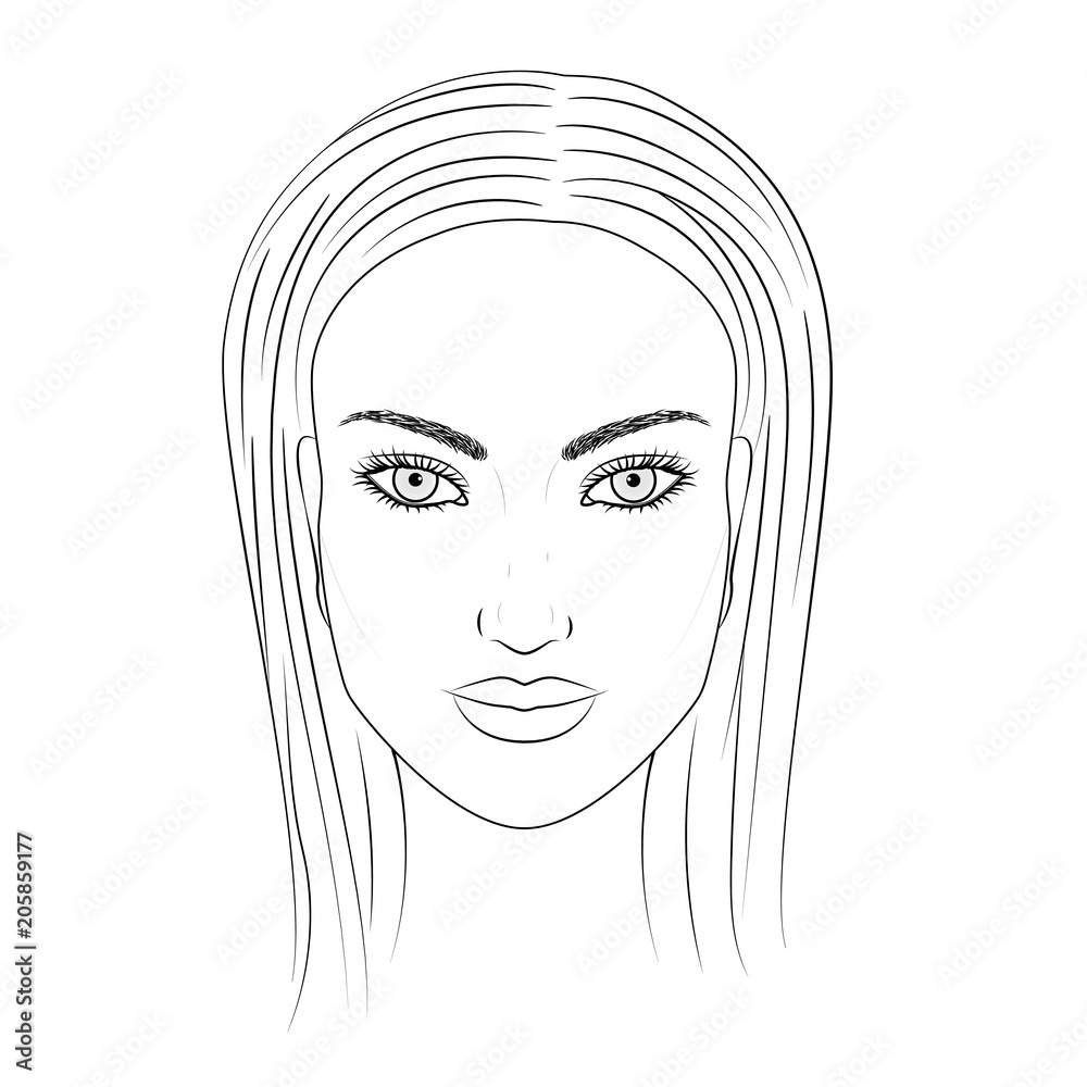 Fashion Illustration. Beautiful Face Of A Woman. Black And White Sketch  Stock Photo, Picture and Royalty Free Image. Image 153965565.
