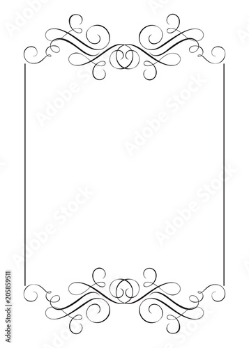 Decorative frames and border standard rectangle hand drawn flourish separator Calligraphy designer elements. Vector vintage wedding illustration Isolated on white background