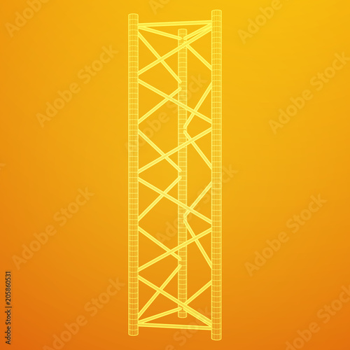 Truss girder element. Wireframe low poly mesh vector illustration.