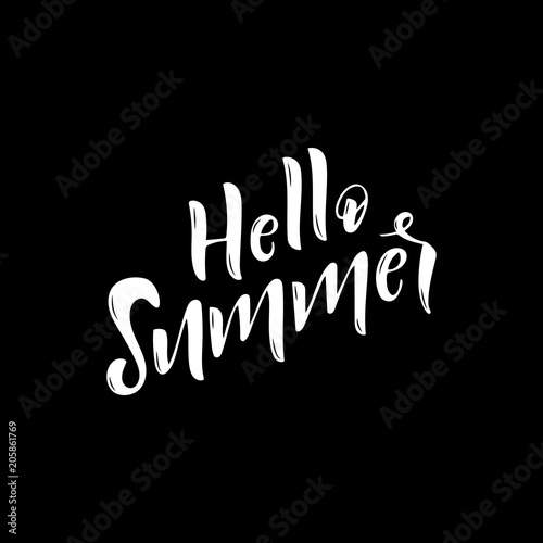 Hand drawn lettering phrase Hello summer