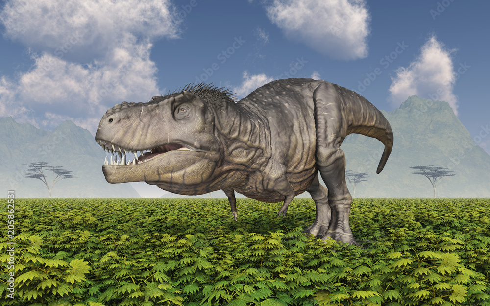 Fototapeta premium Tyrannosaurus Rex in einer Landschaft