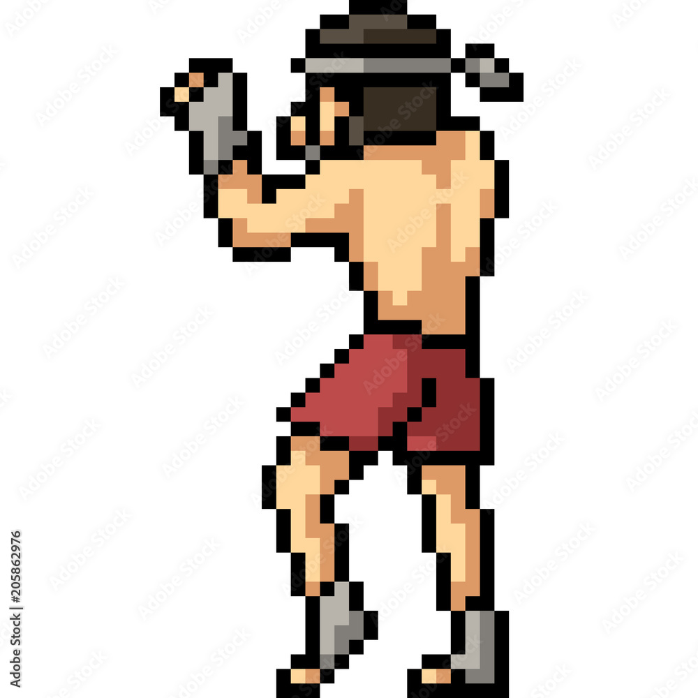 vector pixel art muay thai stance