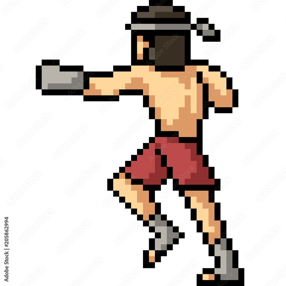 Obraz premium vector pixel art muay thai punch