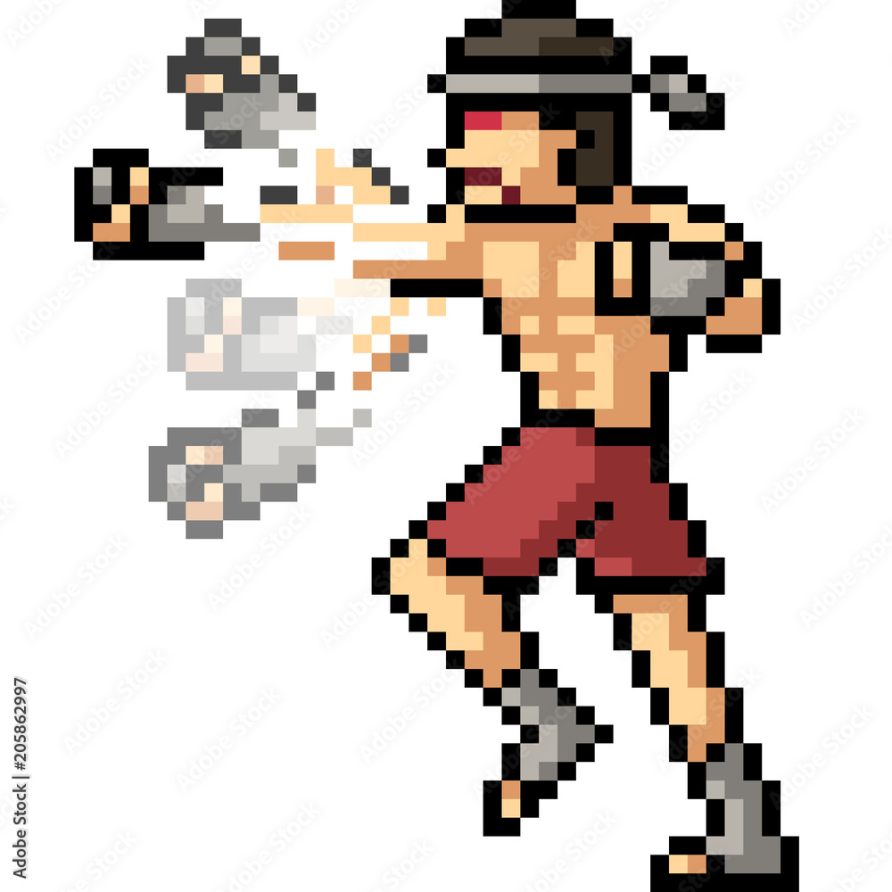 vector pixel art muay thai punch combo vector pixel art muay thai punch combo