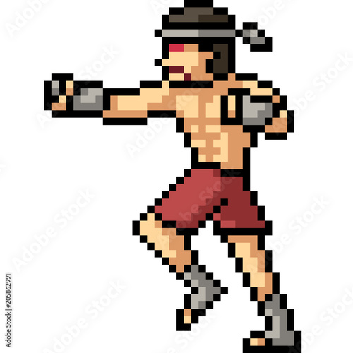 vector pixel art muay thai punch