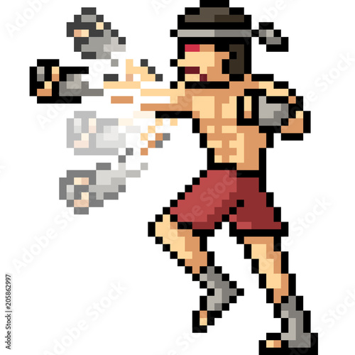 vector pixel art muay thai punch combo