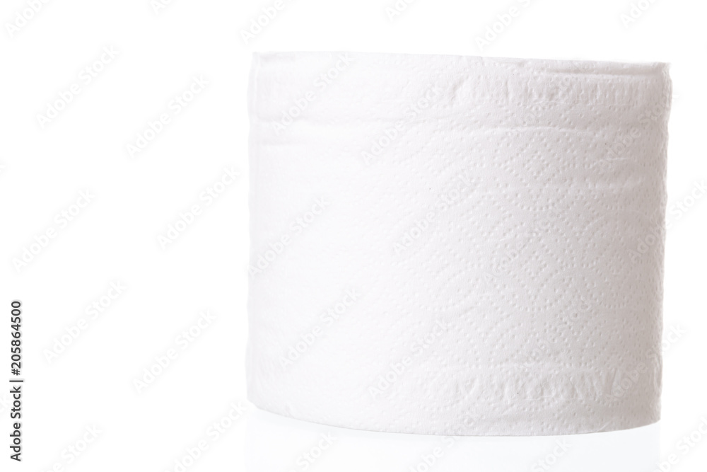 roll of toilet paper on white background