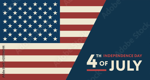 4th of July Independence Day USA Flag Greeting Card Patriotism Banner Wallpaper Background.
