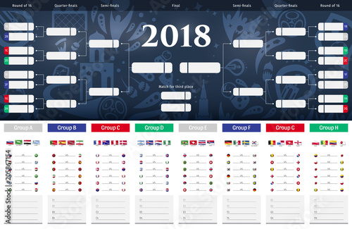 Football/soccer Match schedule vector illustration. Tableau des Matches - RUSSIE 2018