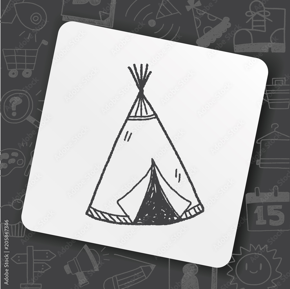 Fototapeta premium Indians tent doodle