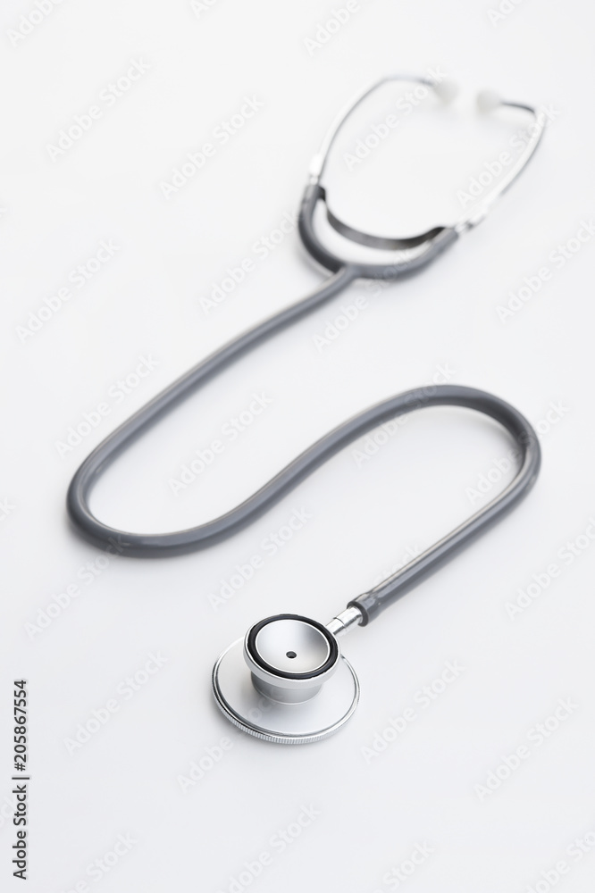 close up of stethoscope isolated on white background