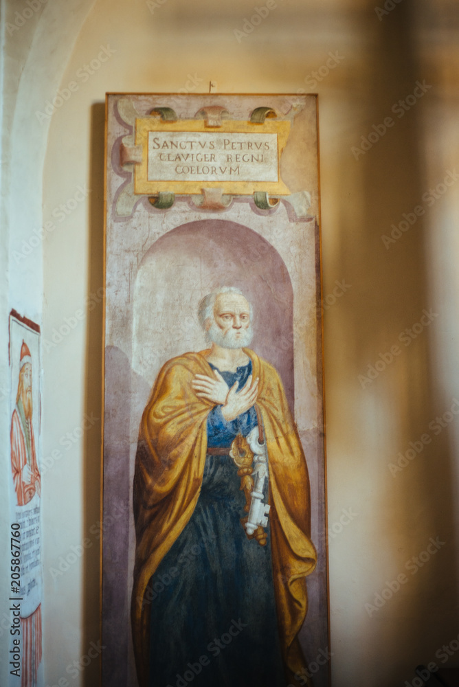 painting of St. Peter, Abbey church of Sesto Calende, Lombardy, Italy