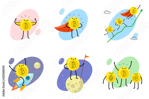 Cartoon bitcoin character. © vectorstory