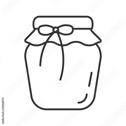 Strawberry jam jar linear icon