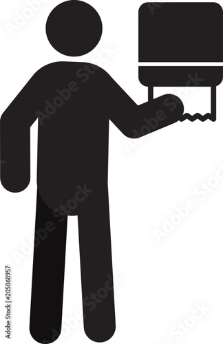 Man using paper towel dispenser silhouette icon