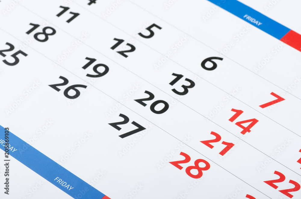 Calendar page Calendar page