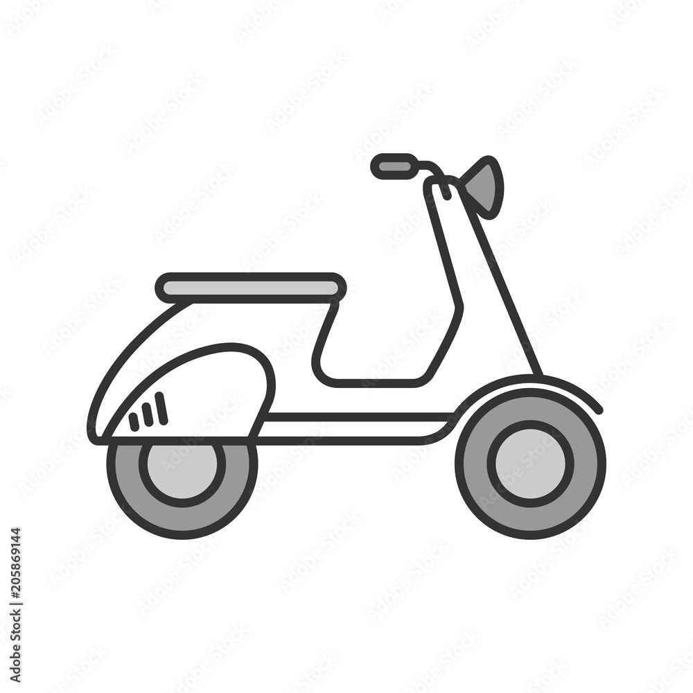 Scooter side view color icon Scooter side view color icon