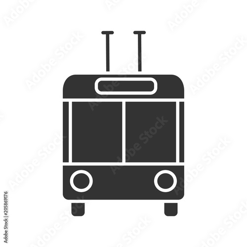 Trolleybus in front view glyph icon