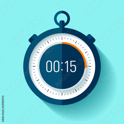 Stopwatch icon in flat style, timer on color background. Sport clock. Vector design element for you business project photo