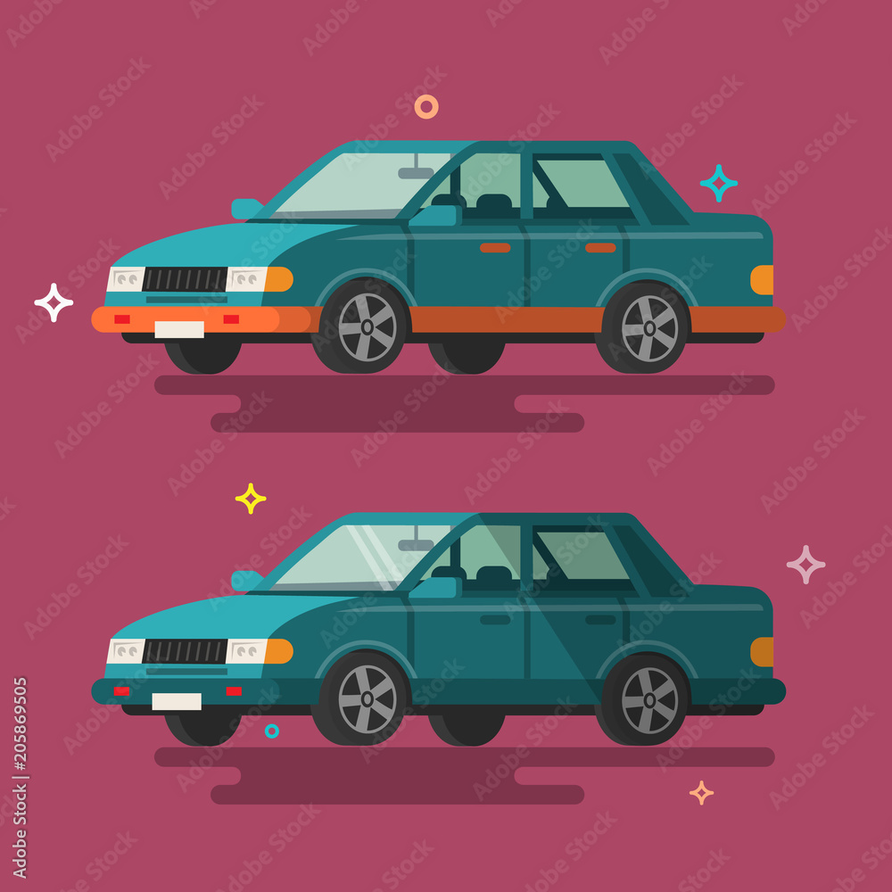 Car. Flat design. Car. Flat design.