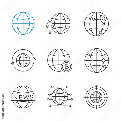 Worldwide linear icons set