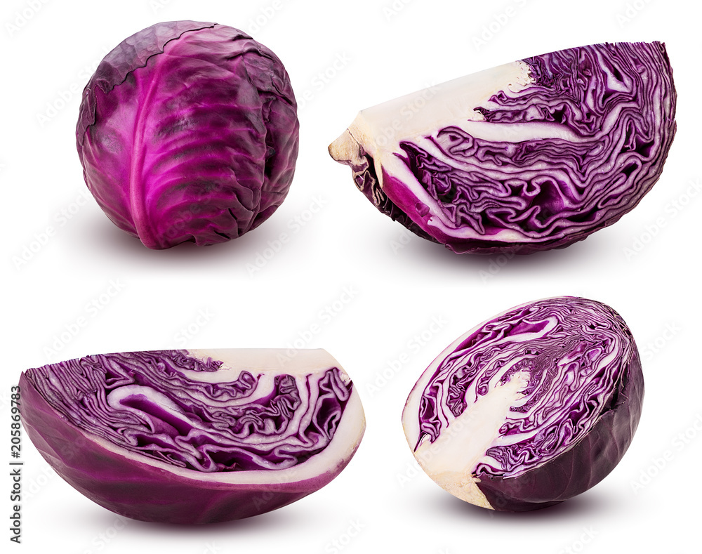 Set red cabbage whole, cut in half, slice in fourth Set red cabbage whole, cut in half, slice in fourth