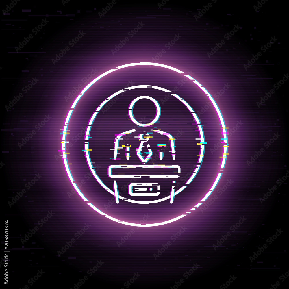 Finance report glitched icon, business presentation vector art, glitch digital meetup illustration Finance report glitched icon, business presentation vector art, glitch digital meetup illustration