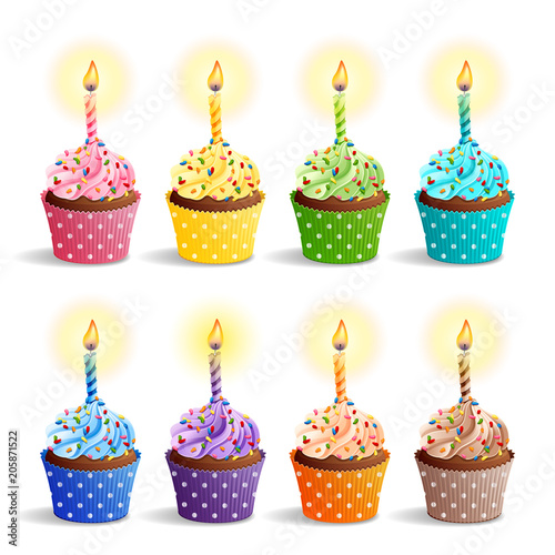Birthday cupcakes icons