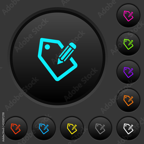 Tagging with pencil dark push buttons with color icons