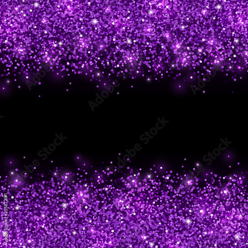 Purple glitter scattered on black background. Vector
