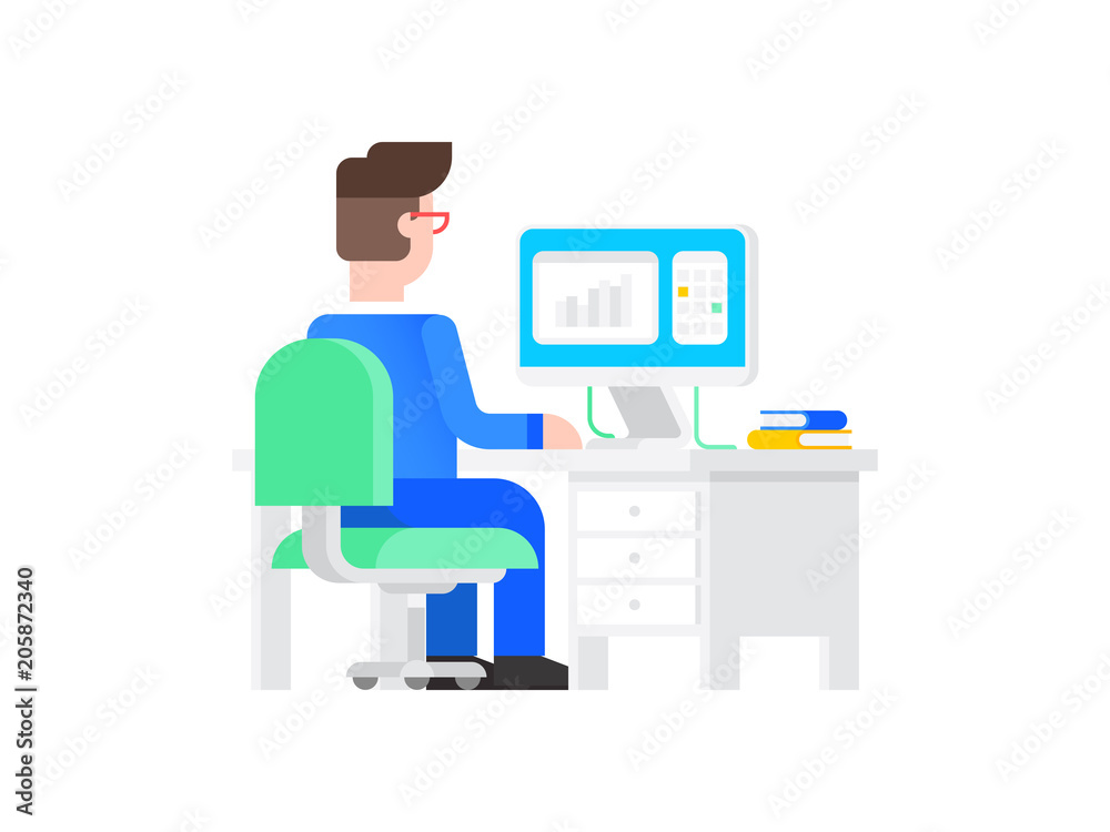 Rear view of office worker or businessman Rear view of office worker or businessman