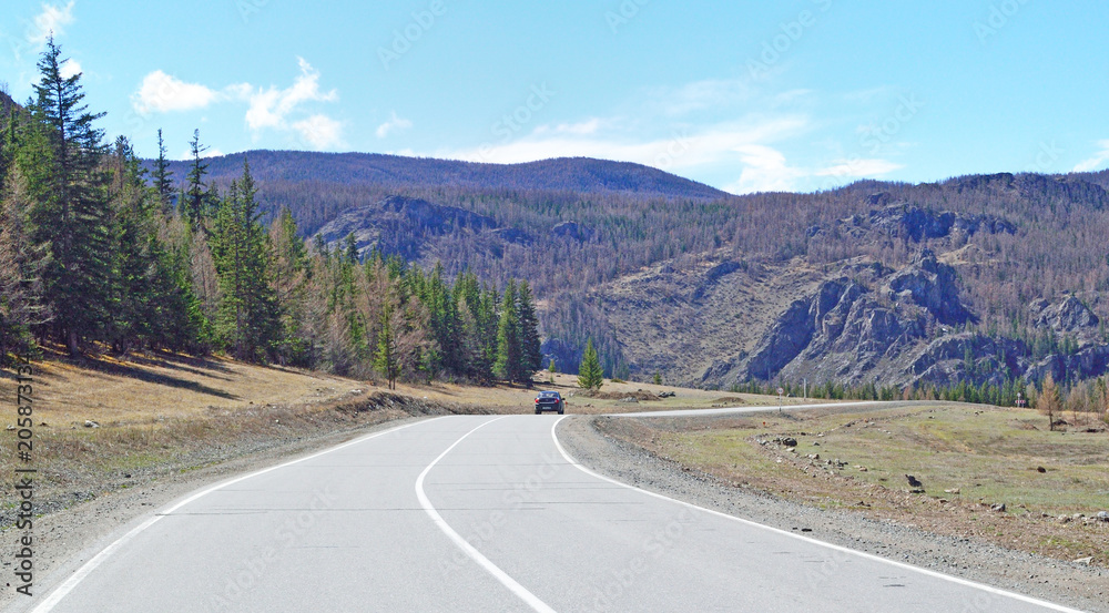 Fototapeta premium landscape with an automobile road in a mountainous area