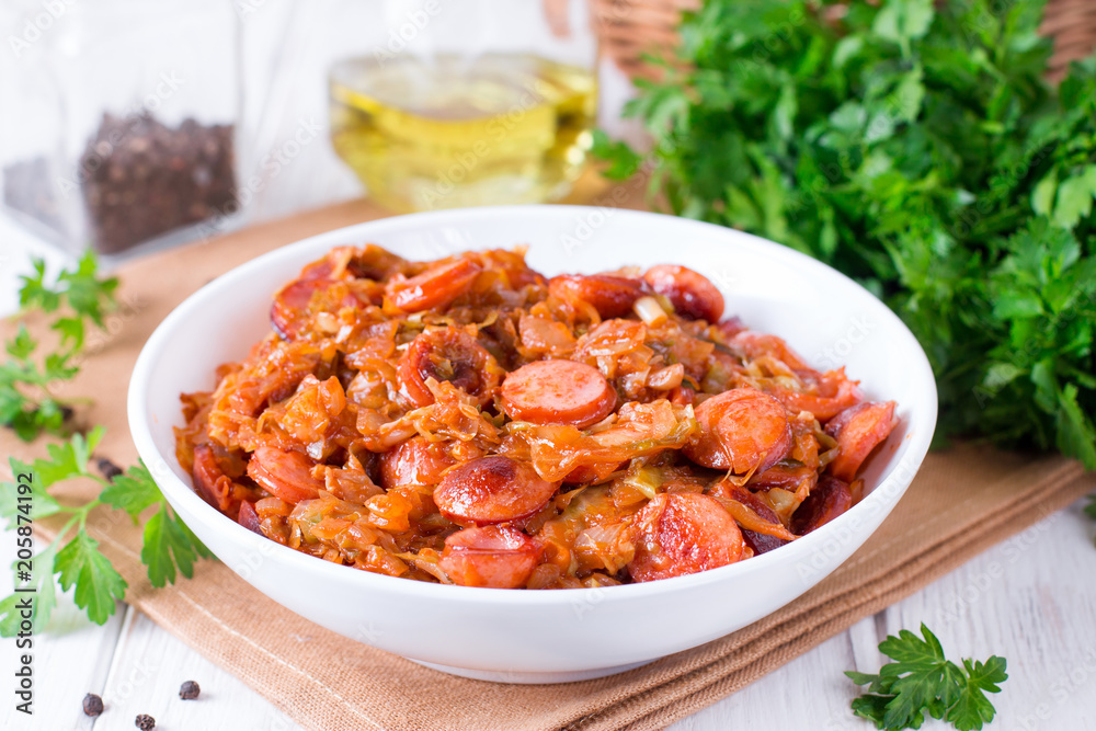 Cabbage stew with sausage Cabbage stew with sausage