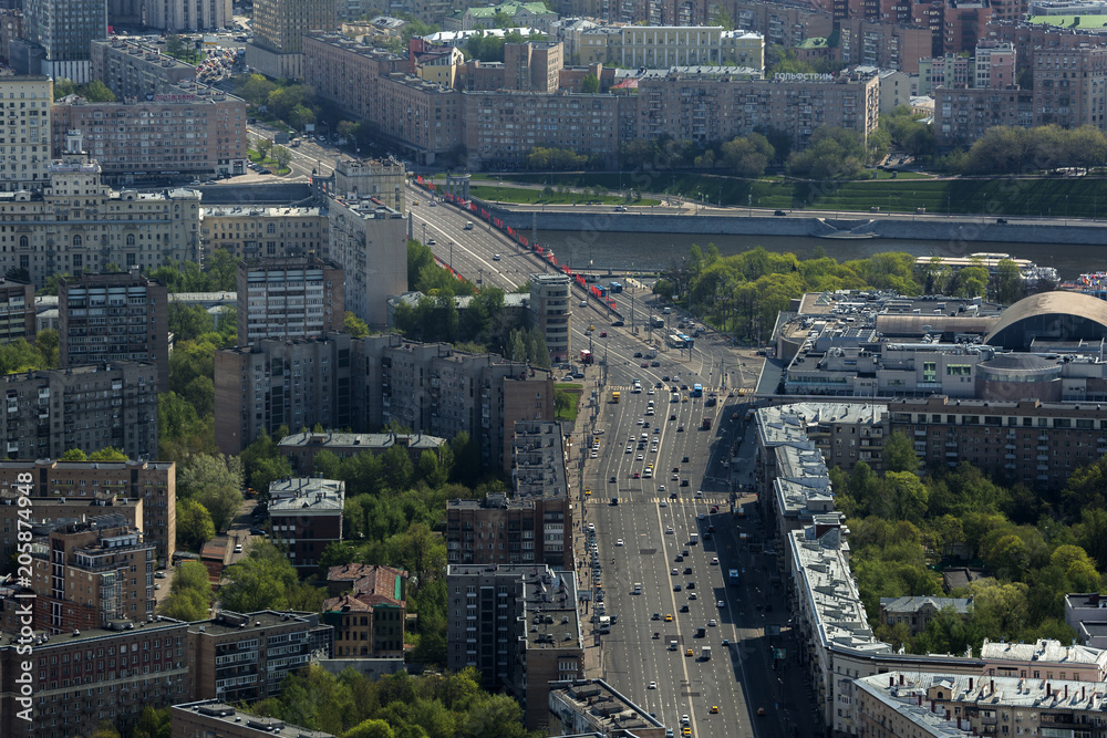 Fototapeta premium Architecture of the Moscow city from a height