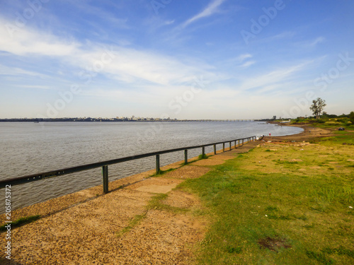 A view of the Costanera (Park by the Uruguay river) in Paso de los Libres, Argentina - the Brazilian city of Uruguaiana is seen in the background